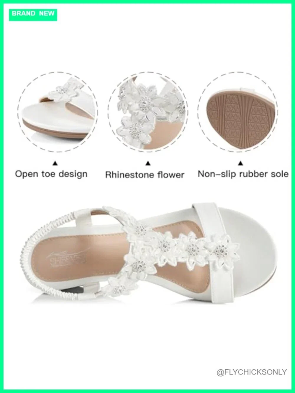 Women's Wedge Sandals with Rhinestone Floral Embellishments - Comfortable Low